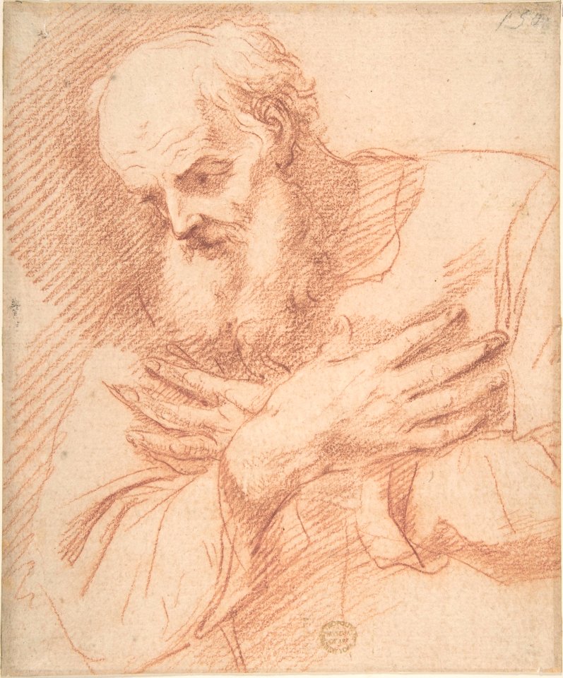 Old Bearded Man in Three-Quarter View with Hands Crossed Over His Chest MET DP802307