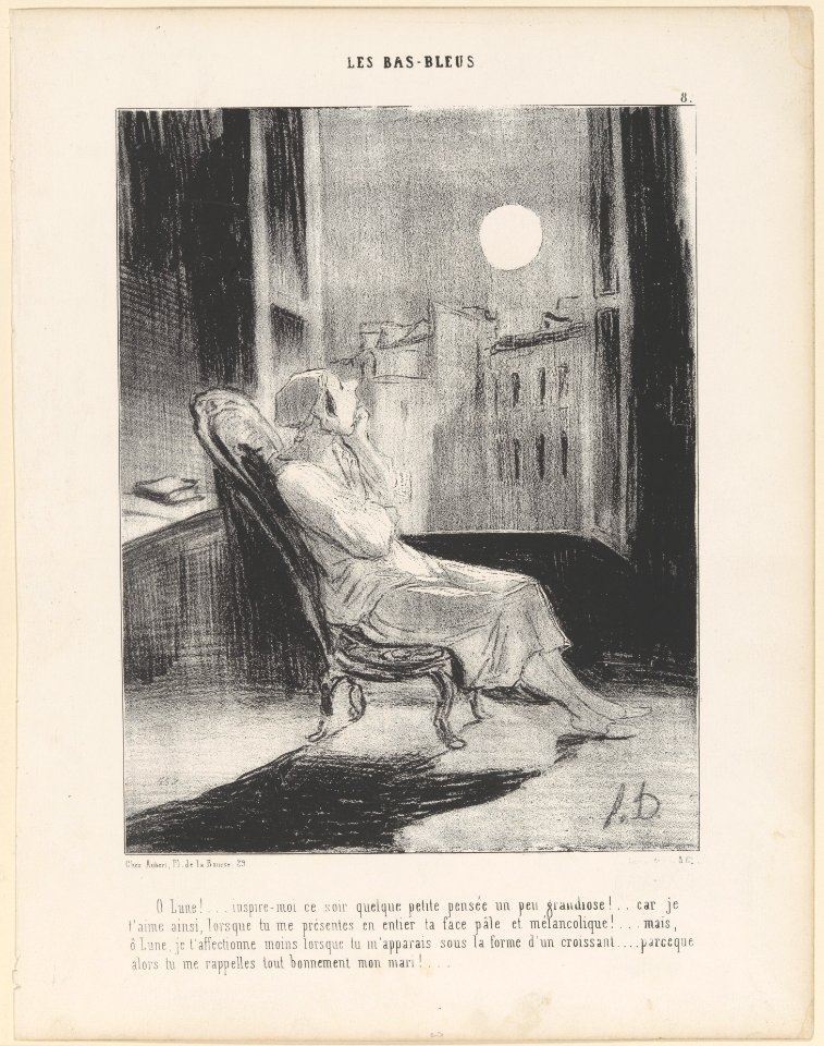 O Lune!...Inspire-moi ce soir quelque petite pensée..., from Les Bas-Bleus, published in Le Charivari, February 28, 1844 MET DP208479