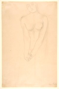Nude female figure standing with clasped hands MET DP812092