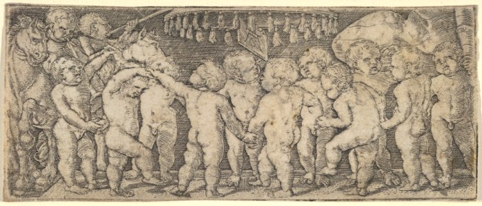 Nude Children Dancing Under a Canopy, with Two Horses on the Left and a Banner on the Right MET DP836731
