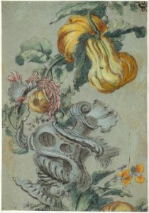 Ornamental Design with Fruit and Flowers (recto); Flower Stalk with Leaves (verso) MET DT2658