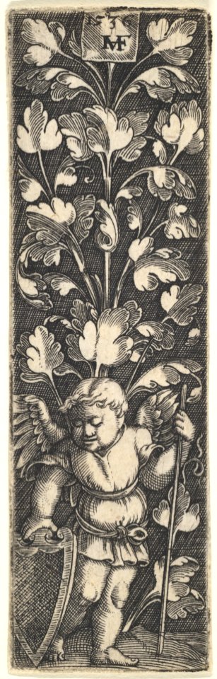 Ornament with a Genius Holding a Shield MET DP828527