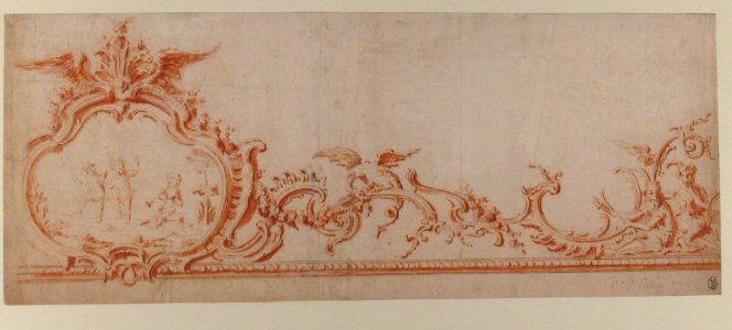 Ornament Drawing with Cartouche, Putti, and Monkeys MET 58.530