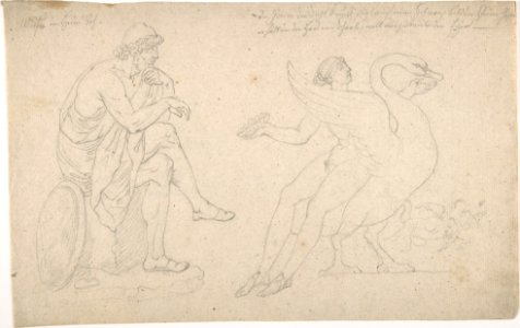 Ornament with Mythic Figures- Ulysses, a youth seated on a swan MET DP804560
