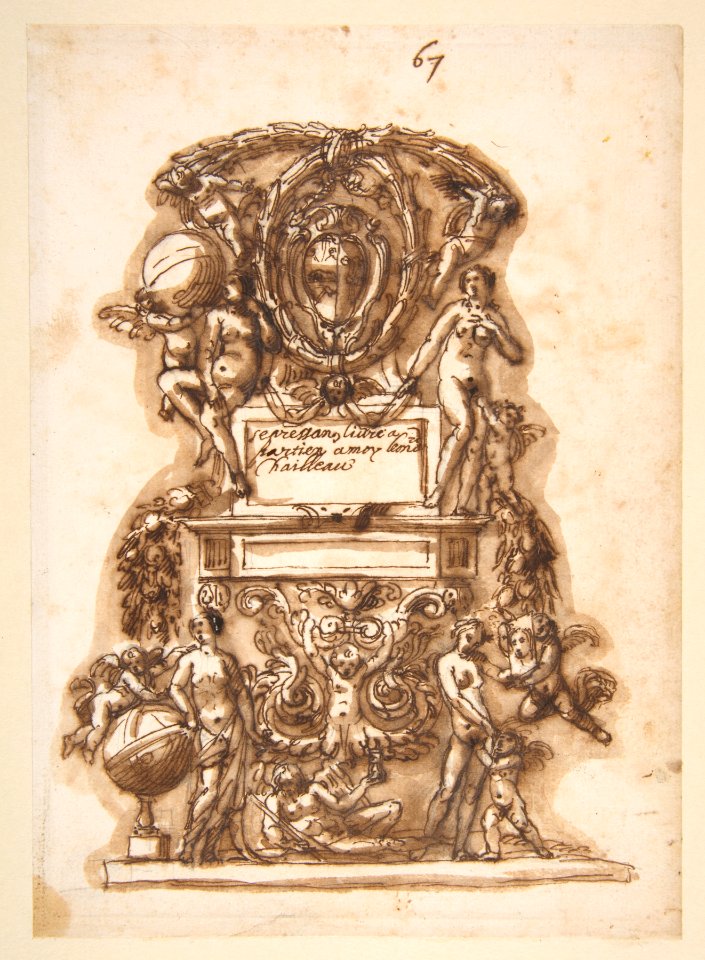 Ornamental Motif Surmounted by a Coat of Arms MET DP811733