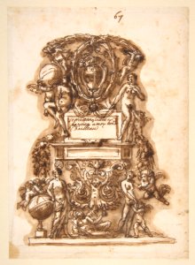 Ornamental Motif Surmounted by a Coat of Arms MET DP811733