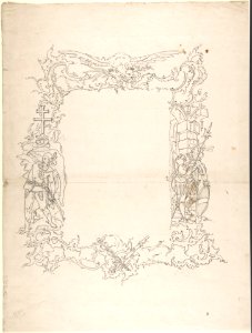 Ornamental frame with eagle and two figures MET DP804506