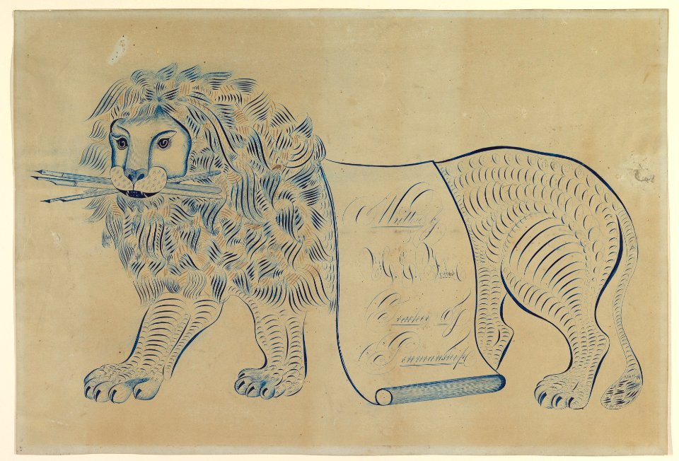 Ornamental Lion Composed of Scrolls, Holding Pens MET DP820962