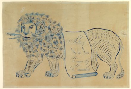 Ornamental Lion Composed of Scrolls, Holding Pens MET DP820962