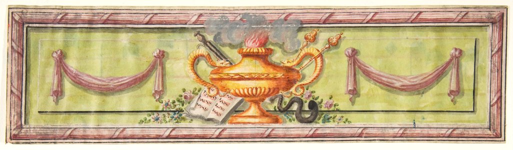 Ornamental Panel with Flaming Lamps and Sheet Music MET DP812724