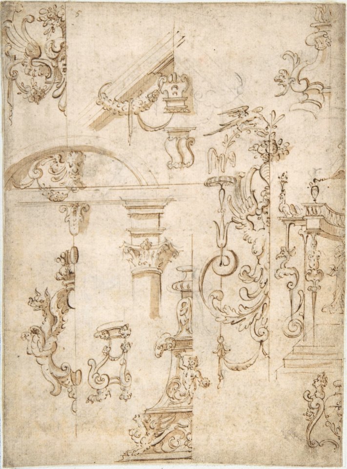 Ornamental sketches with a Griffin and Architectural Elements MET DP808472