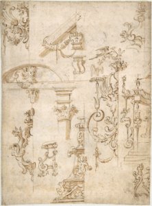 Ornamental sketches with a Griffin and Architectural Elements MET DP808472