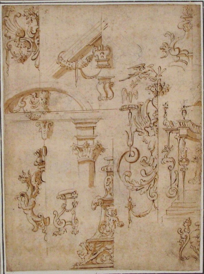 Ornamental sketches with a Griffin and Architectural Elements MET 48.148(60)