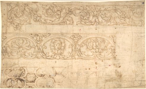 Ornamental Design after the Antique; Bands of Acanthus Rinceaux, Figurated Palmettes, and Shell Cartouches MET DP802053