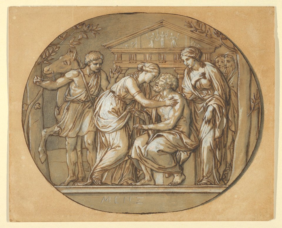 Oedipus before the Temple of the Furies between his Daughters Antigone and Ismene MET DP838611