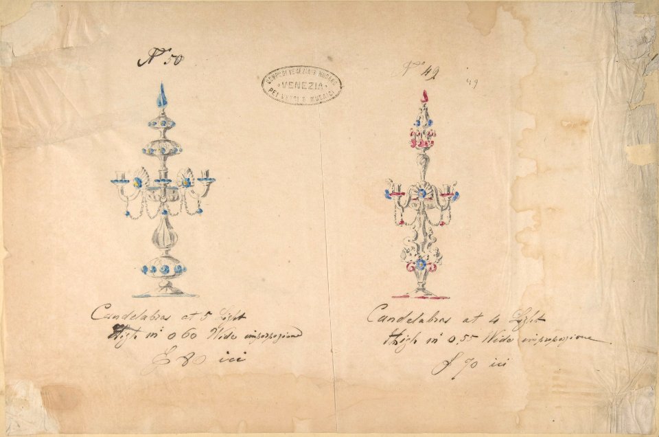 One of Twenty-Three Sheets of Drawings of Glassware (Mirrors, Chandeliers, Goblets, etc.) MET DP803964