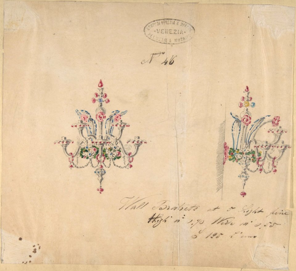 One of Twenty-Three Sheets of Drawings of Glassware (Mirrors, Chandeliers, Goblets, etc.) MET DP803955