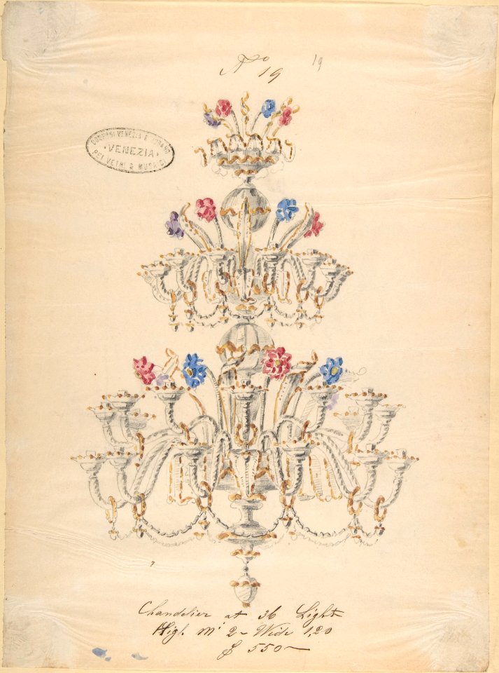 One of Twenty-Three Sheets of Drawings of Glassware (Mirrors, Chandeliers, Goblets, etc.) MET DP804067