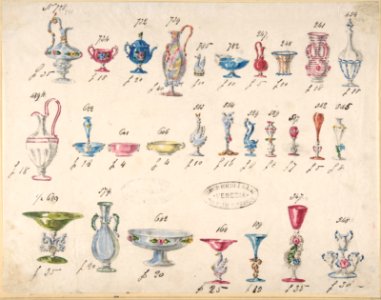 One of Twenty-Three Sheets of Drawings of Glassware (Mirrors, Chandeliers, Goblets, etc.) MET DP804058