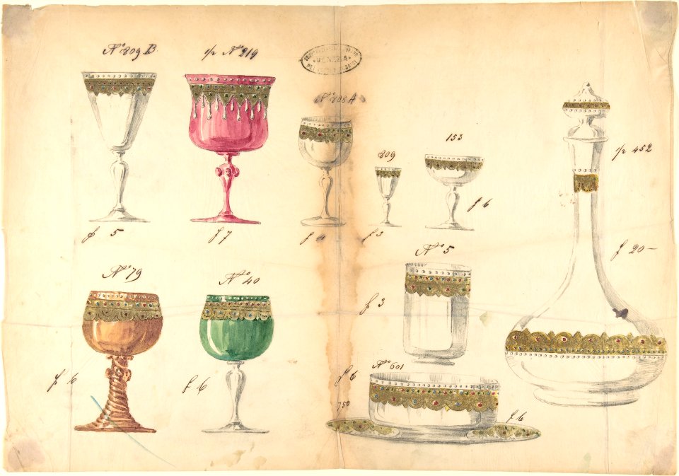 One of Twenty-Three Sheets of Drawings of Glassware (Mirrors, Chandeliers, Goblets, etc.) MET DP804086