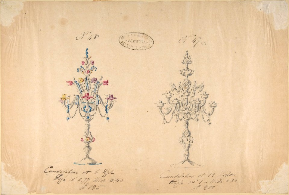 One of Twenty-Three Sheets of Drawings of Glassware (Mirrors, Chandeliers, Goblets, etc.) MET DP803960