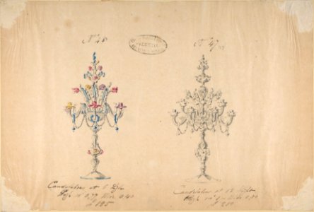 One of Twenty-Three Sheets of Drawings of Glassware (Mirrors, Chandeliers, Goblets, etc.) MET DP803960