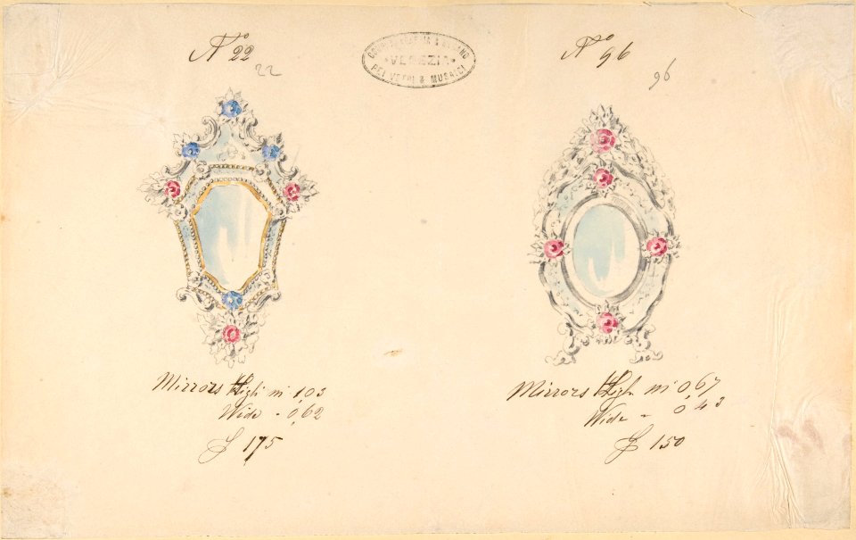 One of Twenty-Three Sheets of Drawings of Glassware (Mirrors, Chandeliers, Goblets, etc.) MET DP803959
