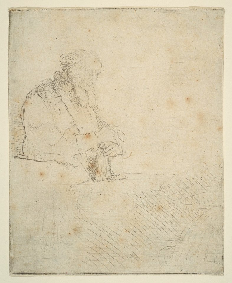 Old Man in Meditation, Leaning on a Book MET DP814700
