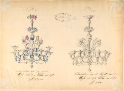 One of Twenty-Three Sheets of Drawings of Glassware (Mirrors, Chandeliers, Goblets, etc.) MET DP803963