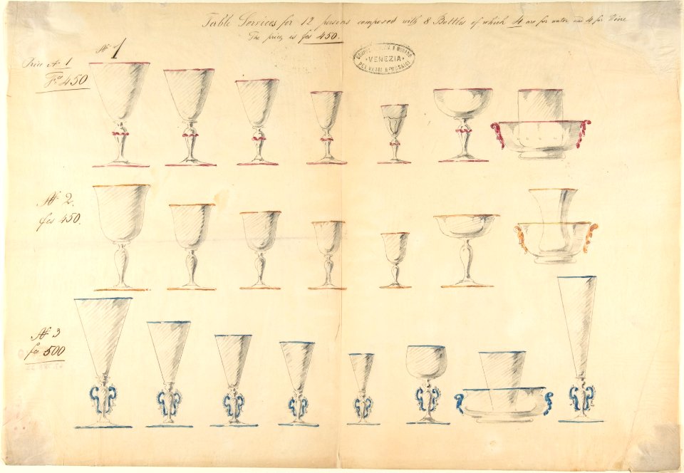 One of Twenty-Three Sheets of Drawings of Glassware (Mirrors, Chandeliers, Goblets, etc.) MET DP804085