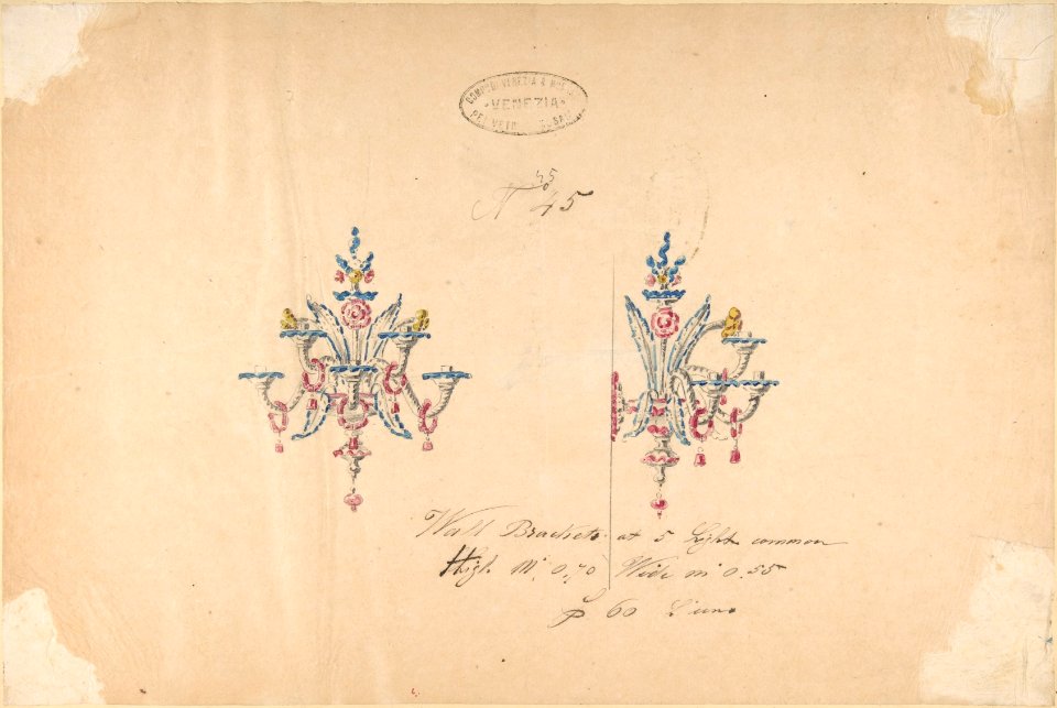 One of Twenty-Three Sheets of Drawings of Glassware (Mirrors, Chandeliers, Goblets, etc.) MET DP804056