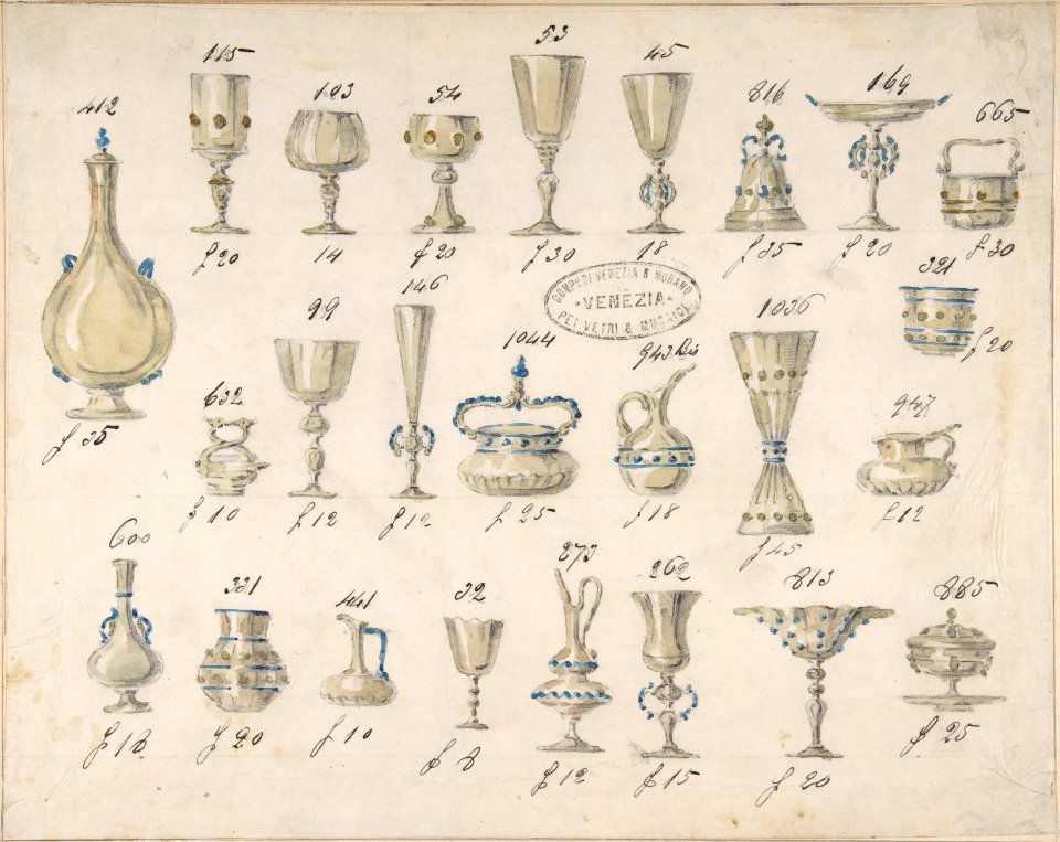 One of Twenty-Three Sheets of Drawings of Glassware (Mirrors, Chandeliers, Goblets, etc.) MET DP804063