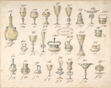 One of Twenty-Three Sheets of Drawings of Glassware (Mirrors, Chandeliers, Goblets, etc.) MET DP804063