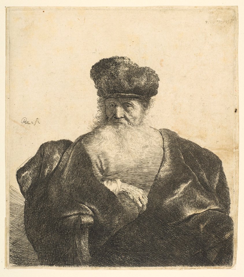 Old Man with Beard, Fur Cap, and Velvet Cloak MET DP814339