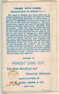 Number 1, Vital Cards, from the Tricks with Cards series (N138) issued by W. Duke, Sons & Co. to promote Honest Long Cut Tobacco MET DP865843