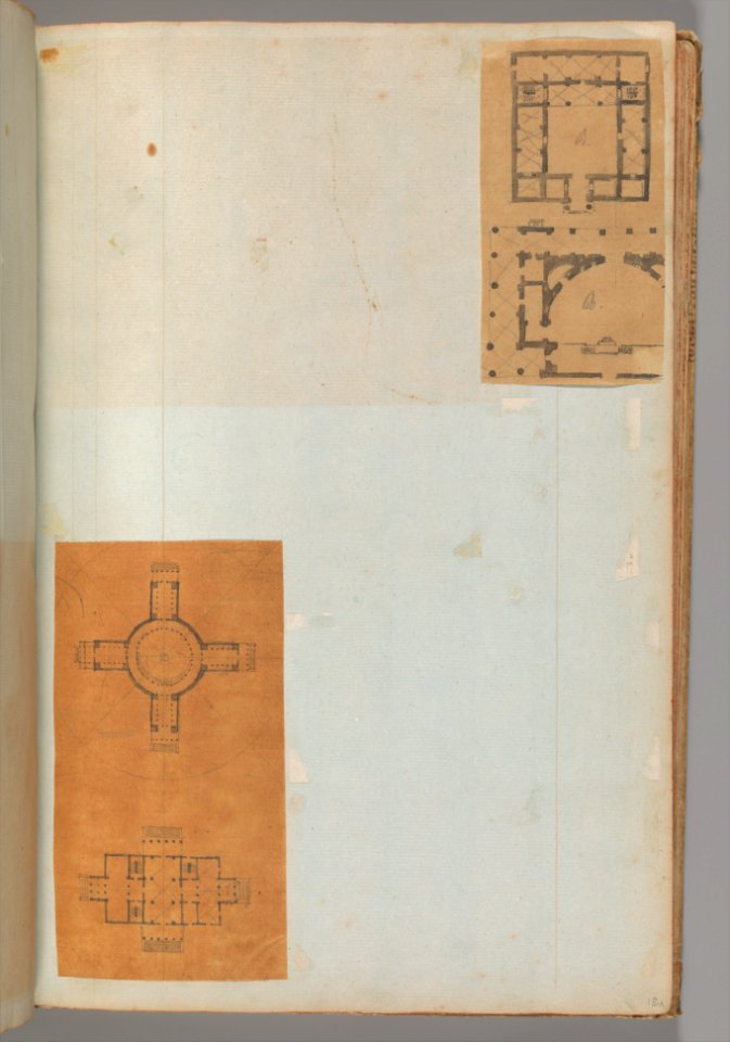 Page from a Scrapbook containing Drawings and Several Prints of Architecture, Interiors, Furniture and Other Objects MET DP372151