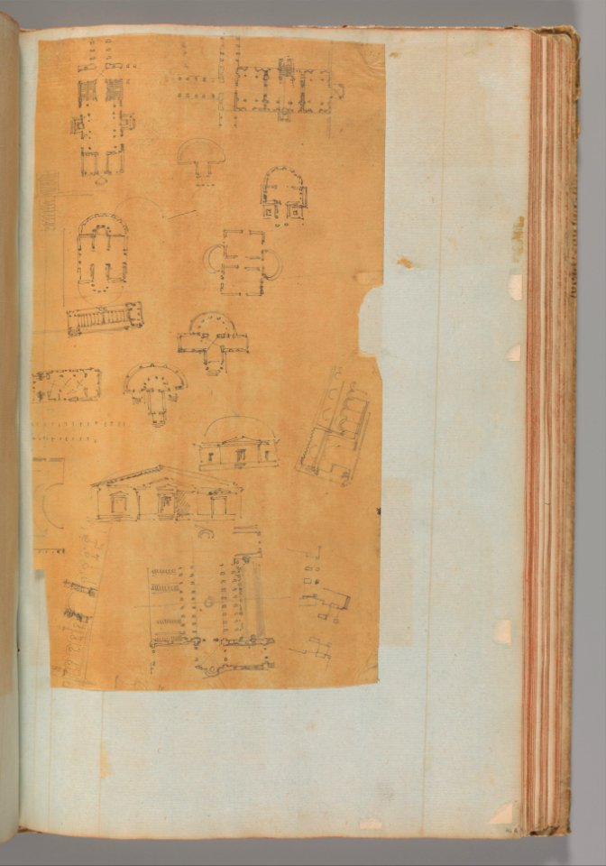 Page from a Scrapbook containing Drawings and Several Prints of Architecture, Interiors, Furniture and Other Objects MET DP372115
