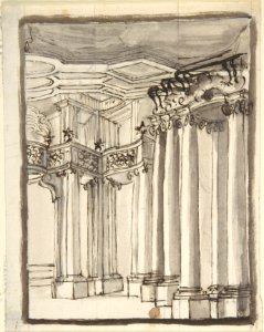 Partial View of an Architectural Interior (recto); Undecipherable Sketches (verso) MET DP803506