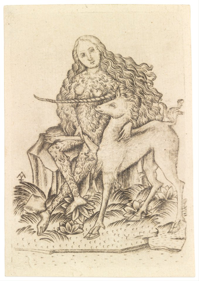 Playing Card, with Wild Woman and Unicorn MET DP279841
