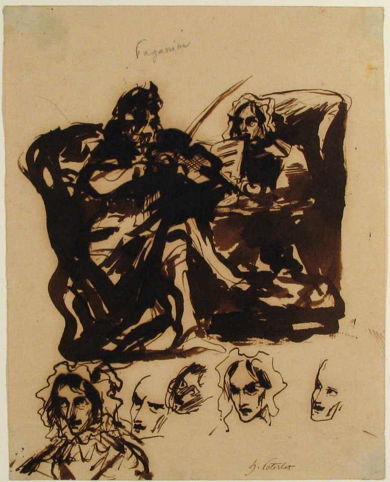 Paganini Playing and Studies of Heads MET 59.23.67