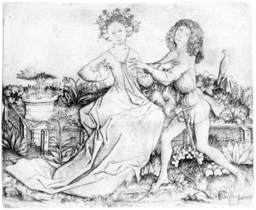 Pair of Lovers on a Grassy Bench MET 51492