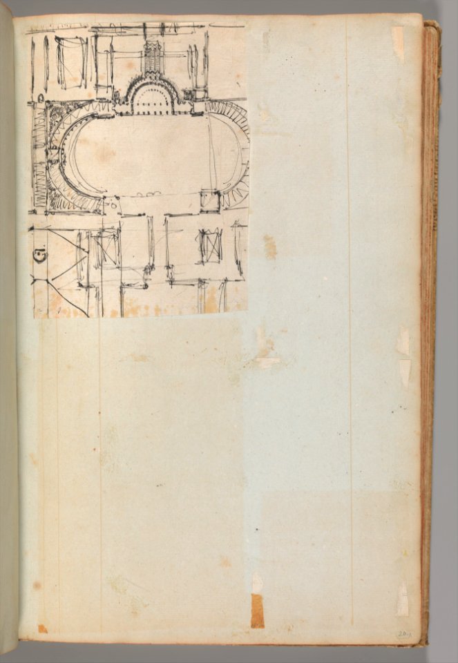 Page from a Scrapbook containing Drawings and Several Prints of Architecture, Interiors, Furniture and Other Objects MET DP372069