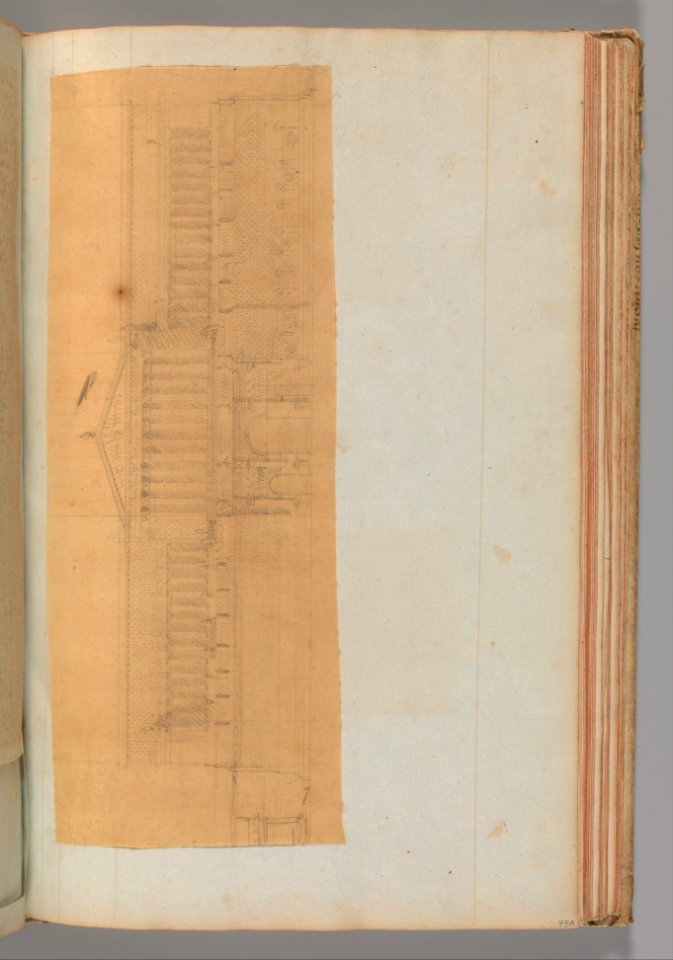 Page from a Scrapbook containing Drawings and Several Prints of Architecture, Interiors, Furniture and Other Objects MET DP372064