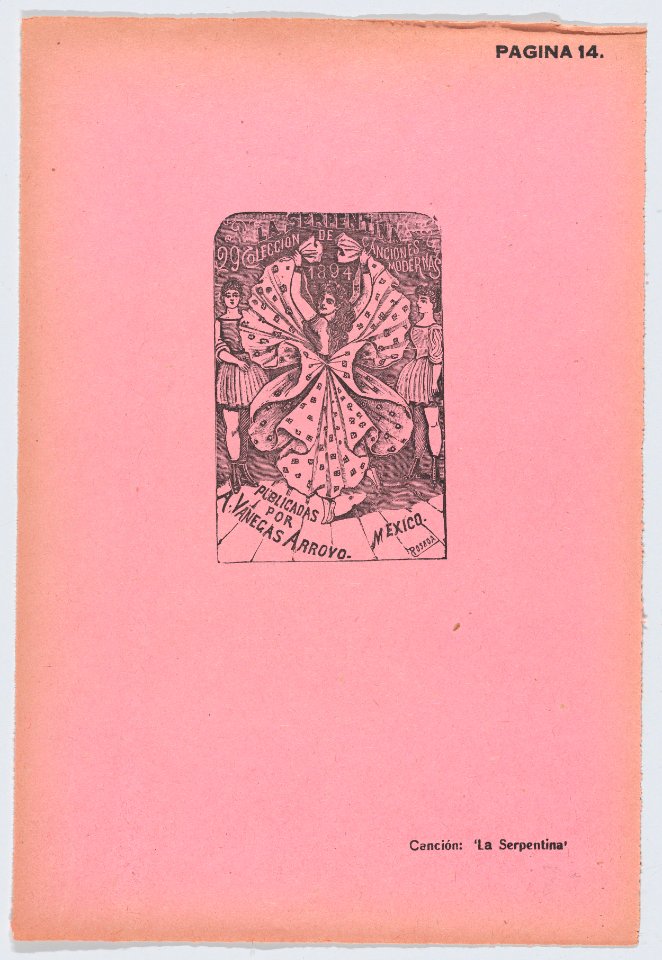 Page 14- A woman dancing, advertisment for the song 'La Serpentina', from '36 Grabados' (Mexico, 1943) MET DP872836
