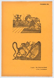 Page 16- a woman pouring liquid into a man's ear, a naughty child being snatched by devils, from '36 Grabados' (Mexico, 1943) MET DP872838