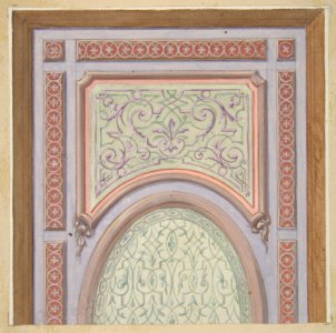 Partial design for the decoration of a ceiling with an oval panel at center MET DP811406