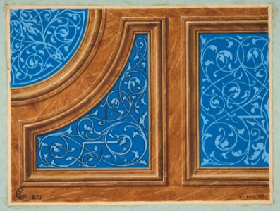 Partial design for wood panneling inlaid with painted panels MET DP811826