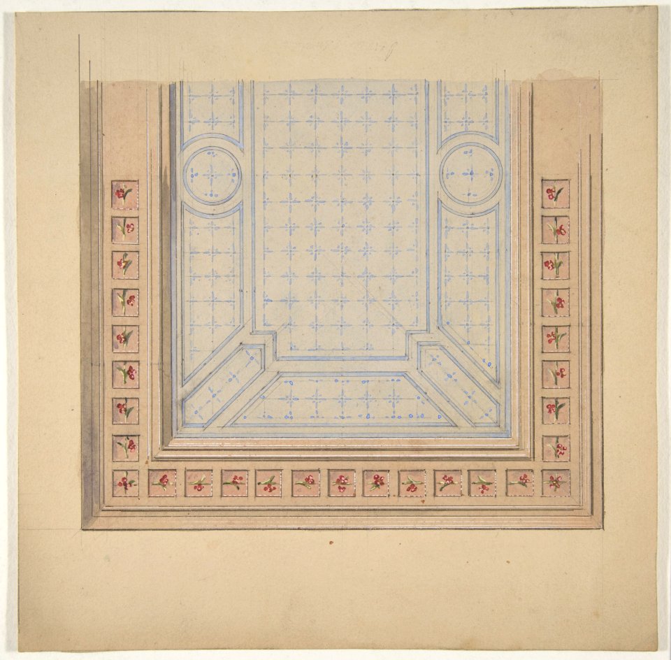 Partial design for ceiling with a border of flowers MET DP811401