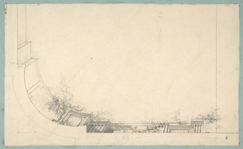Partial design for a ceiling decorated with a trompe l'oeil balustrade MET DP811421