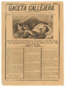 Page from the periodical 'Gaceta Callejera' relating to the death of General González in Chapingo on 8 May 1893 MET DP867966